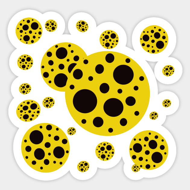 yellow and black polka dot design pattern Sticker by pauloneill-art